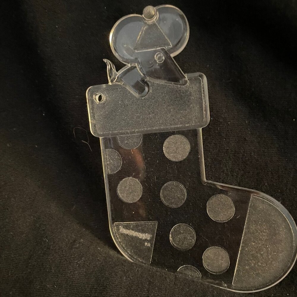 1993 Tupperware Acrylic Christmas Stocking with Bear.  Frosted and Clear  EUC